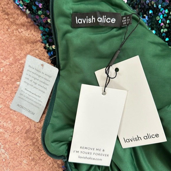 Lavish Alice mermaid Sequin One Shoulder Ruffle front Cocktail Dress Sz 2, Trend - Picture 8 of 12